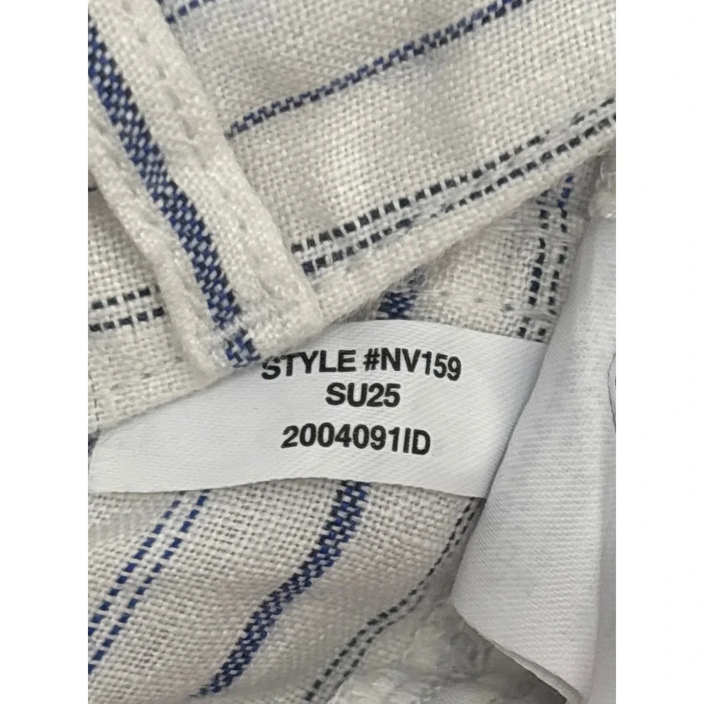Madewell The Zoe Relaxed Wide Pant 100% Linen Striped White Blue size 6 NV159 - Picture 13 of 13